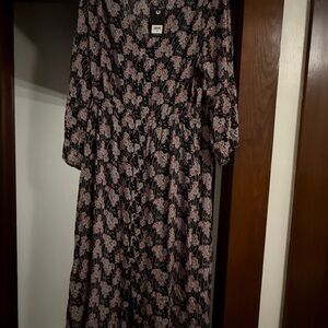 Lucky Brand Navy and Red V-neck Sundress